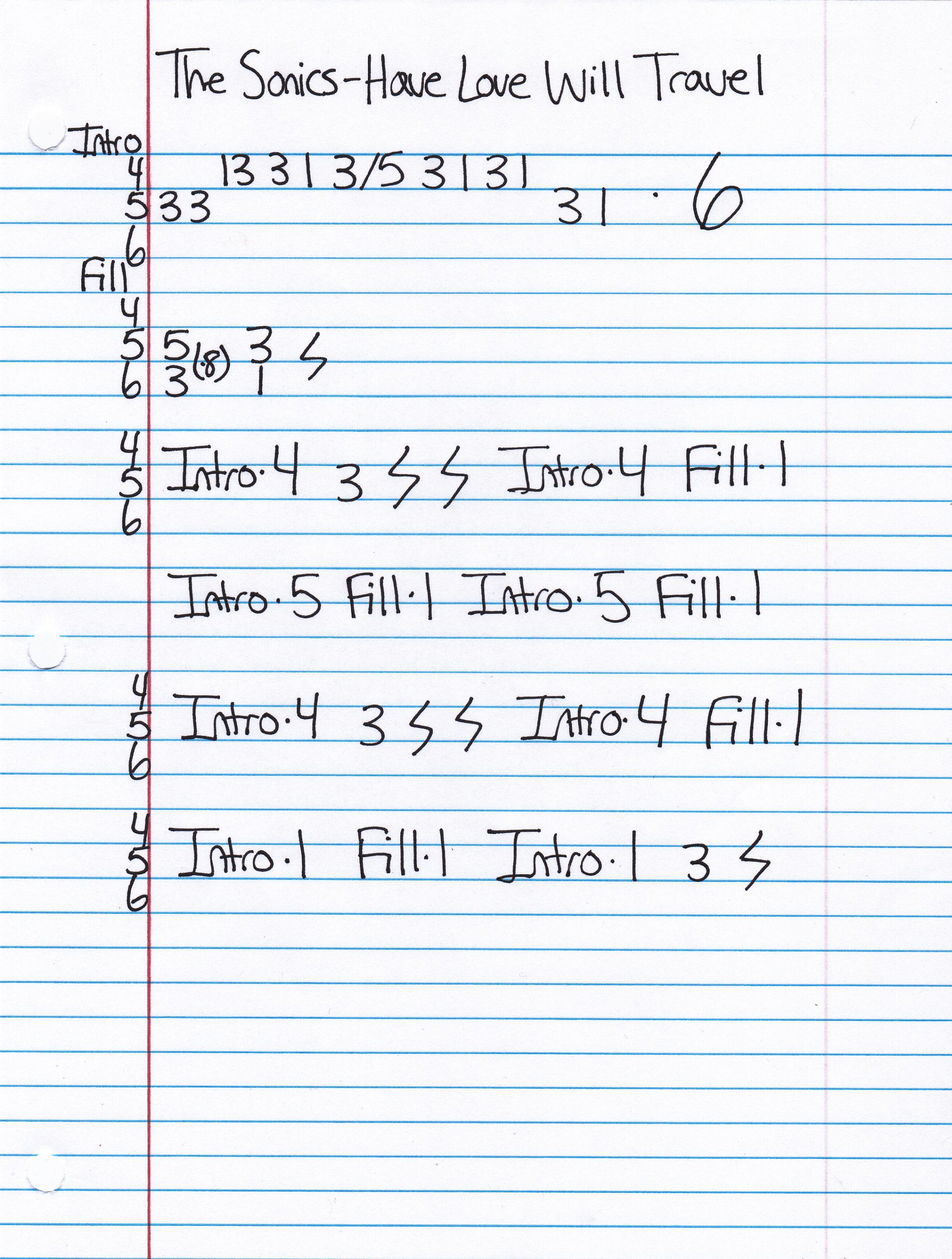 High quality guitar tab for Have Love Will Travel by Sonics off of the album Here Are The Sonics. ***Complete and accurate guitar tab!***